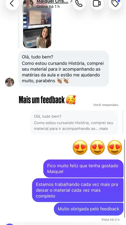 Mensagem real de professor sobre o material